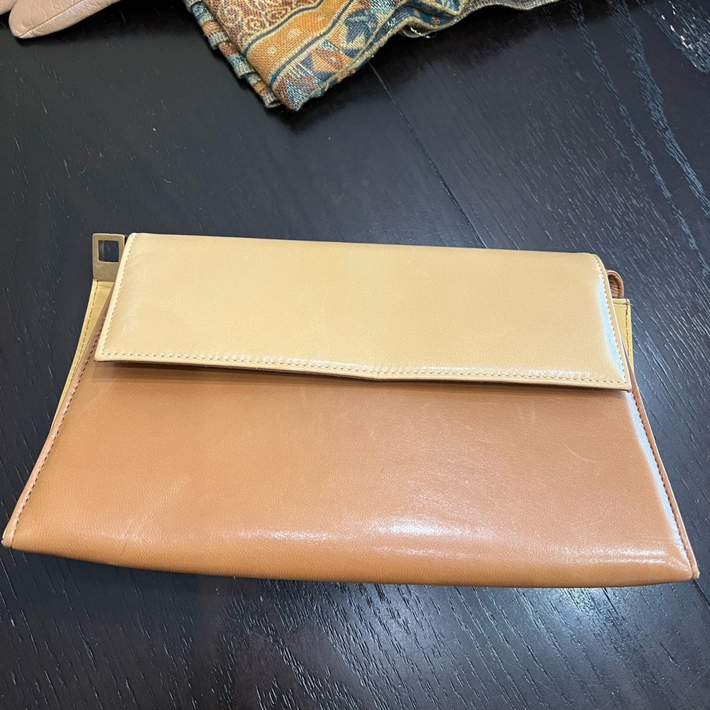 Vintage Lorbac Italy Two Tone Leather Crossbody Shoulder Bag Envelope Flap